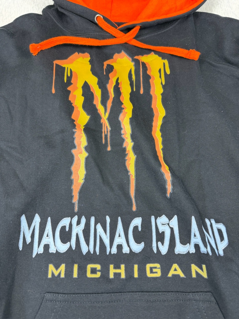NWT Mackinac Island Michigan / Monster Graphic Hoodie Size Large Unisex - Picture 2 of 13